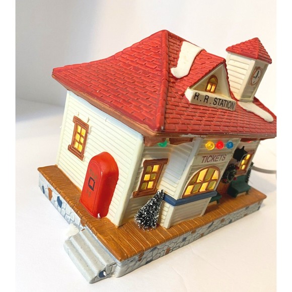 Holiday Living by Lowes Porcelain Lighted Railroad Station EUC, Christmas - Picture 15 of 16
